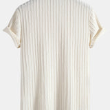 Muscle Fit Stand Collar Knitted Ribbed Shirt