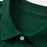 Stripe Jacquard Knit Polo Shirt & Straight Leg Ribbed Pants Set