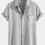 Striped Jacquard Shirt & Drawstring Shorts Set