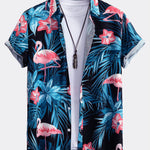 Flamingo Tropical Print Shirt & Swim Shorts Set