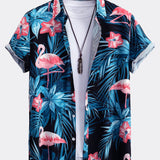Flamingo Tropical Print Shirt & Swim Shorts Set