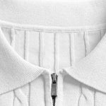 Twisted Jacquard Zipper Knit Polo & Slim Fit Tapered Trousers Set