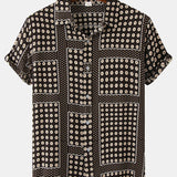Polka Dot Floral Print Button Up Shirt