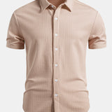 Muscle Fit Ribbed Button Up Shirt