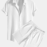 Muscle Fit Ribbed Shirt & Shorts Set