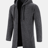 Long Line Textured Hooded Sweater & Chino Cargo Jogger Pants Set