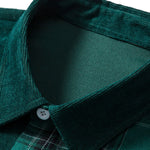 Long Sleeve Plaid Corduroy Patchwork Shirt