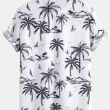 Palm Tree Island Print Button Up Shirt