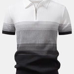 Striped Gradient Knitted Polo Shirt & Slim Fit Tapered Trousers Set
