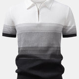 Striped Gradient Knitted Polo Shirt & Slim Fit Tapered Trousers Set