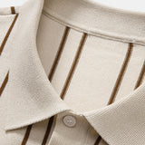 Striped Knitted Polo Shirt & Slim Fit Tapered Trousers Set