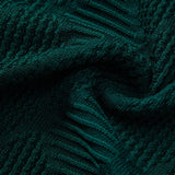 Rhombus Textured Zip Up Knitted Polo Shirt & Tapered Trousers Set