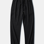 Contrast Textured Johnny Collar Knit Polo & Drawstring Knitted Waffle Pants Set