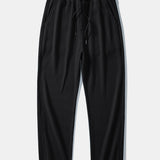 Stripe Johnny Collar Knit Polo & Drawstring Knitted Waffle Pants Set