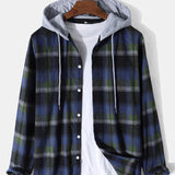 Regular Fit Contrast Hooded Plaid Shirts