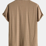 Textured Fabric Stand Collar Shirt
