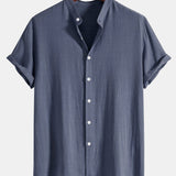 Linen and Rayon Blend Shirt & Linen Cotton Blend Drawstring Shorts Set