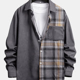 Corduroy Check Patchwork Shirt