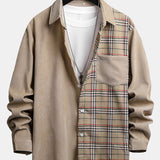 Corduroy Plaid Patchwork Shirt