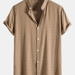 Textured Fabric Stand Collar Shirt