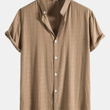 Textured Fabric Stand Collar Shirt