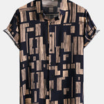 Color Block Print Button Up Shirt