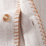 Contrast Stitching Linen Rayon Blend Cuban Shirt