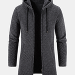 Long Line Textured Hooded Sweater & Chino Cargo Jogger Pants Set