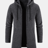 Long Line Textured Hooded Sweater & Chino Cargo Jogger Pants Set