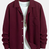 Long Sleeve Waffle Cuban Collar Shirt