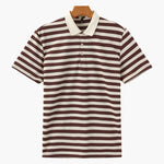 Horizontal Stripe Polo with Contrast Collar