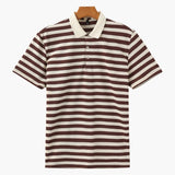 Horizontal Stripe Polo with Contrast Collar