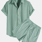 Short-Sleeved Corduroy Shirt & Shorts Set