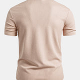 Muscle Fit Ribbed Stand Collar Shirt
