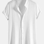 Muscle Fit Texture Ribbed Stand Collar Shirt