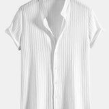 Muscle Fit Texture Ribbed Stand Collar Shirt