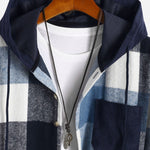 Flannel Plaid Corduroy Patchwork Hooded Shirt & Corduroy Pants Set