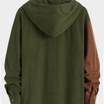 Relax Fit Colorblock Corduroy Hooded Shirt