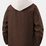 Long Sleeved Contrast Corduroy Hooded Shirt