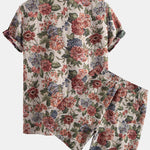 Floral Jacquard Cuban Shirt & Shorts Set