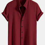 Muscle Fit Ribbed Stand Collar Shirt & Elastic Waist Trousers Set