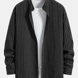 Long Sleeve Stand Collar Striped Shirt