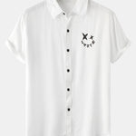 Smiley Graphic Print Button Up Shirt