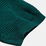 Rhombus Textured Zip Up Knitted Polo Shirt & Tapered Trousers Set