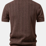 Linen Stripe Open Knit Polo & Straight Leg Linen Pants Set