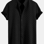 Checkerboard Stand Collar Shirt & Checkerboard Jacquard Shorts Set