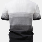 Striped Gradient Knitted Polo Shirt & Slim Fit Tapered Trousers Set