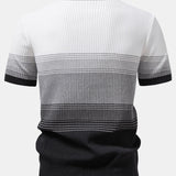 Striped Gradient Knitted Polo Shirt & Slim Fit Tapered Trousers Set
