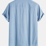 Linen Henley Collar Shirt & Linen Cotton Blend 11" Shorts Set