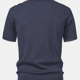 Stripe Knit Zip Up Polo Shirt & Straight Leg Ribbed Pants Set